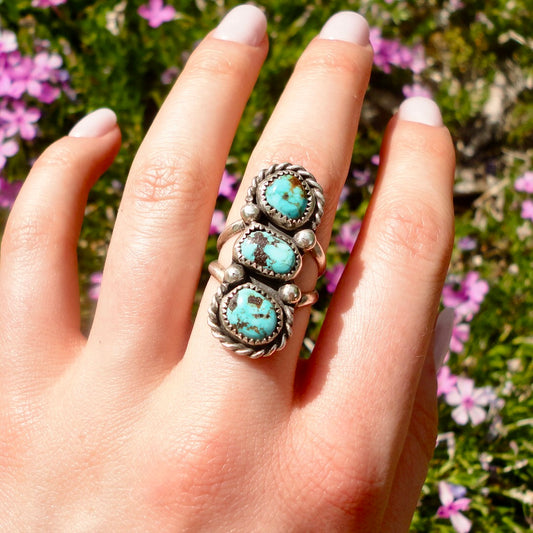 Sterling Silver Triple Turquoise Ring