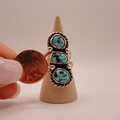 Sterling Silver Triple Turquoise Ring