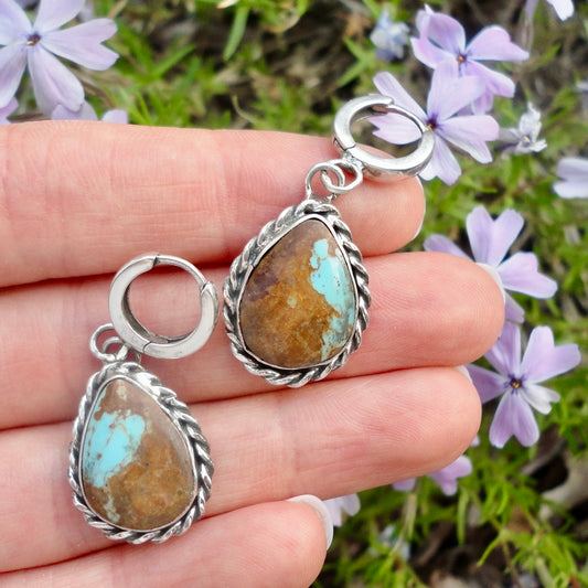 Turquoise Huggie Hoops